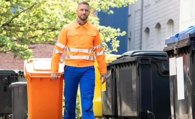 garbage removal man doing trash